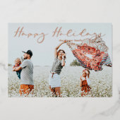 Minimalist Happy Holidays Chic Script Calligraphy Folie Feestdagenkaart (Voorkant)