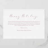 Minimalist Happy Holidays Chic Script Calligraphy Folie Feestdagenkaart (Achterkant)