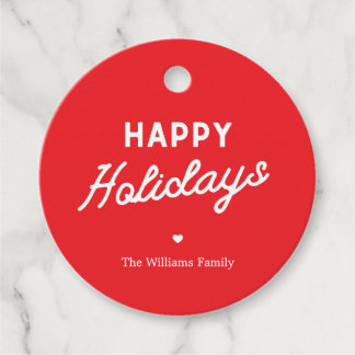 Minimalist ׳Happy Holidays׳ Custom Christmas Bedankjes Labels