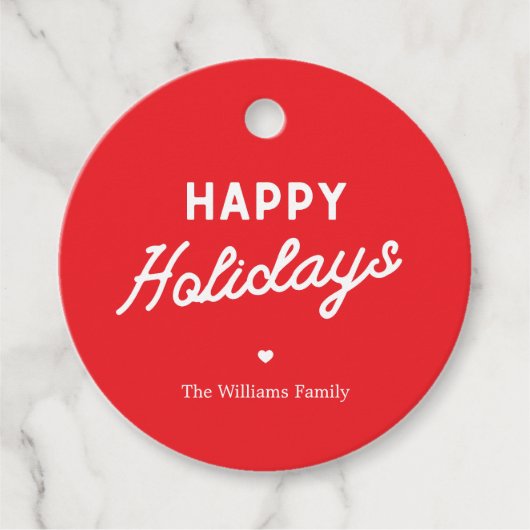 Minimalist ׳Happy Holidays׳ Custom Christmas Bedankjes Labels (Voorkant)
