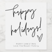 Minimalist Happy Holidays Wine Bottle Label Wijn Etiket (Enkel label)