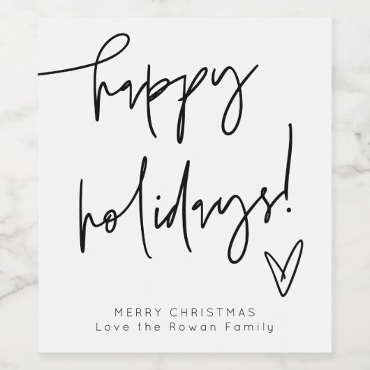 Minimalist Happy Holidays Wine Bottle Label Wijn Etiket (Enkel label)