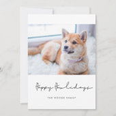 Minimalist Happy Howholidays Hondenfoto Feestdagenkaart (Voorkant)