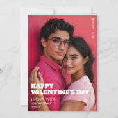 Minimalist Happy Valentijn Ik hou van je paar foto Feestdagenkaart (Voorkant)