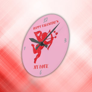 Minimalist Happy Valentijns's My Love on Pink   Ronde Klok