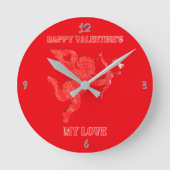 Minimalist Happy Valentijns's My Love op rood | Ronde Klok (Voorkant)