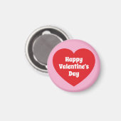 Minimalist Happy Valentine's Day Red Heart Pink Magneet (Voorkant / Achterkant)