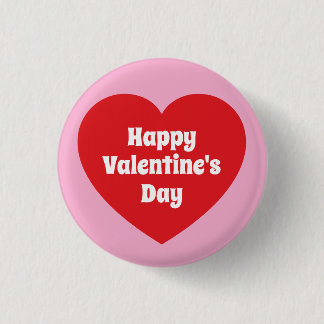 Minimalist Happy Valentine's Day Red Heart Pink Ronde Button 3,2 Cm