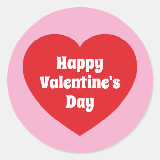 Minimalist Happy Valentine's Day Red Heart Pink Ronde Sticker