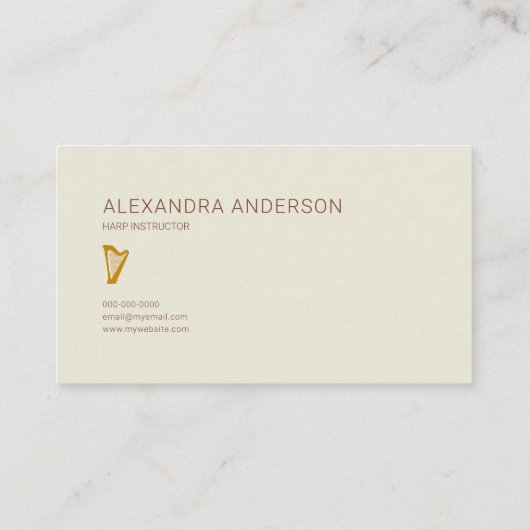 Minimalist Harp Instructor Visitekaartje (Achterkant)