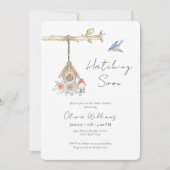 Minimalist Hatching Soon Bird Nest Baby Shower Kaart (Voorkant)