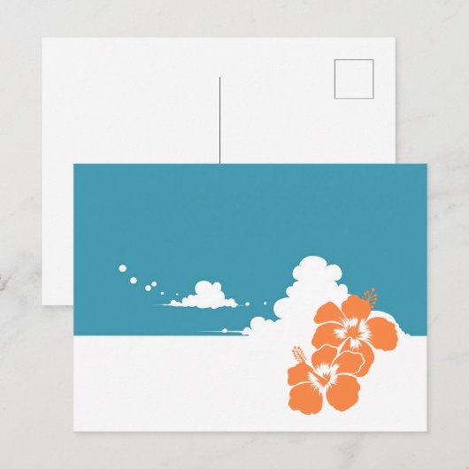 Minimalist Hawaii Hibiscus & Summer Clouds Briefkaart (Voorkant / Achterkant)