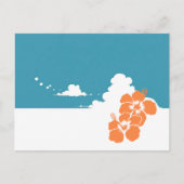 Minimalist Hawaii Hibiscus & Summer Clouds Briefkaart (Voorkant)