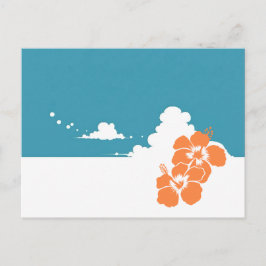 Minimalist Hawaii Hibiscus & Summer Clouds Briefkaart