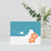 Minimalist Hawaii Hibiscus & Summer Clouds Briefkaart (Staand voorkant)