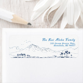 Minimalist Hawaii Mountain Return Customizable Etiket