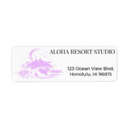 Minimalist Hawaiian Night Purple Tropical Return  Etiket