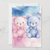 Minimalist He or She Pink Blue Bear Gender Reveal Kaart (Achterkant)