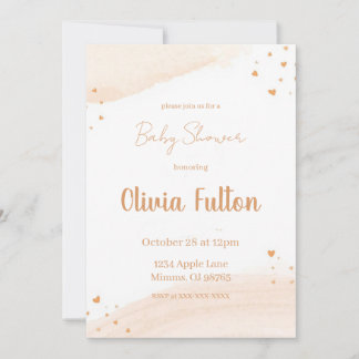 Minimalist Heart Baby Shower Invitation – Blush Kaart