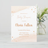 Minimalist Heart Baby Shower Invitation – Blush Kaart (Staand voorkant)
