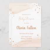 Minimalist Heart Baby Shower Invitation – Blush Kaart (Voorkant / Achterkant)