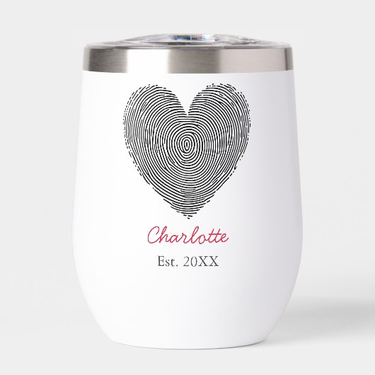 Minimalist Heart Fingerprint Personalized Name (Voorkant)