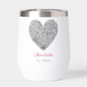 Minimalist Heart Fingerprint Personalized Name  (Achterkant)