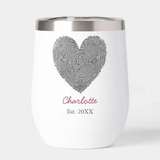 Minimalist Heart Fingerprint Personalized Name (Achterkant)