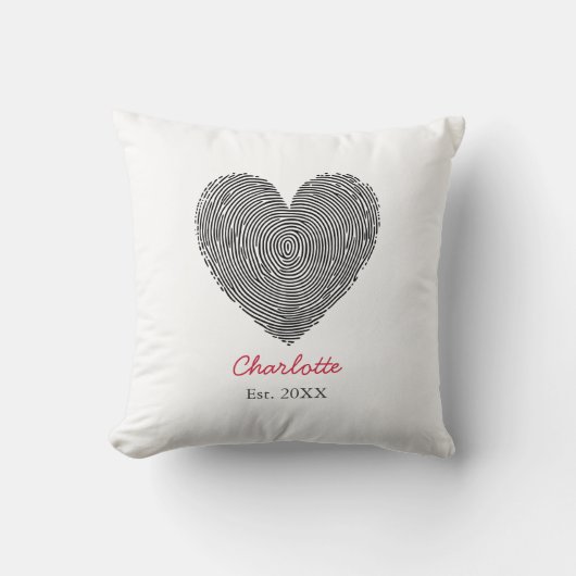 Minimalist Heart Fingerprint Personalized Name Kussen (Voorkant)