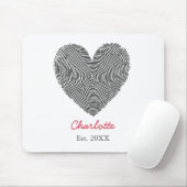 Minimalist Heart Fingerprint Personalized Name Muismat (Met muis)