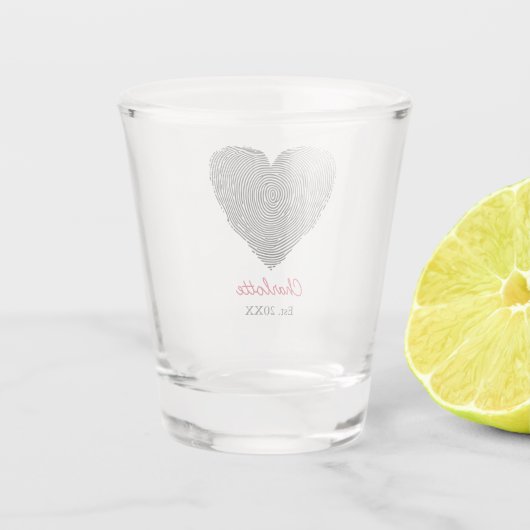 Minimalist Heart Fingerprint Personalized Name Shot Glas (Achterkant)