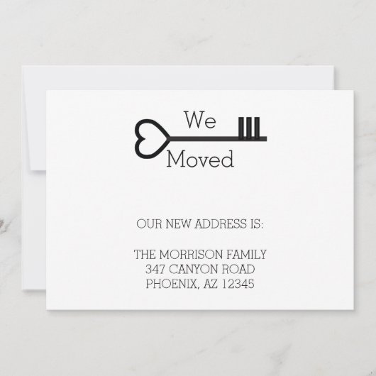 Minimalist Heart House Sleutel Nieuw Adres Verhuiz Aankondiging (Voorkant)