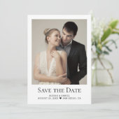 Minimalist Heart One Photo Wedding slaat de datum  Kaart (Staand voorkant)