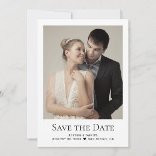 Minimalist Heart One Photo Wedding slaat de datum Kaart