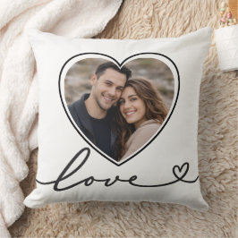 Minimalist Heart Photo Pillow With Love Script Kussen