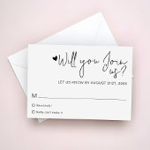 Minimalist Heart Script Contemporary Wedding RSVP