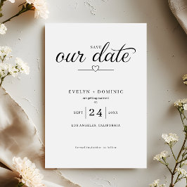 Minimalist Heart Typography Elegant Wedding Save The Date
