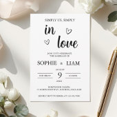 Minimalist Heart Wedding Invitation Kaart