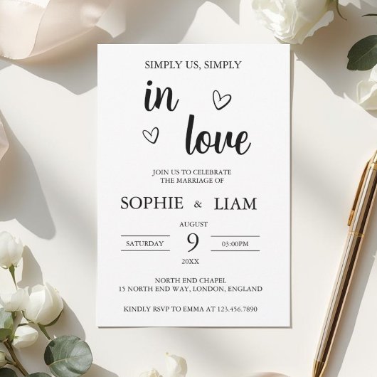 Minimalist Heart Wedding Invitation Kaart
