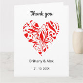 Minimalist Heart Wedding Thank You Card – Custom Bedankkaart (Voorkant)