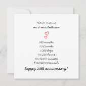 Minimalist Hearts Happy 20th Wedding Jubileum Kaart (Voorkant)