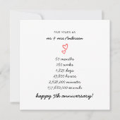 Minimalist Hearts Happy 5th Wedding Jubileum Kaart (Voorkant)