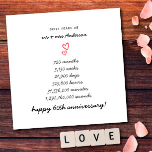 Minimalist Hearts Happy 60th Wedding Jubileum Kaart