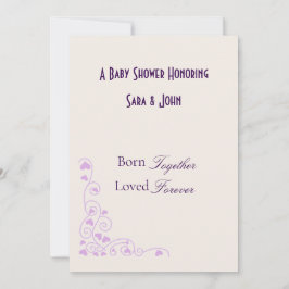 Minimalist Hearts Twin Love Baby Shower Kaart