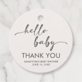 Minimalist Hello Baby Baby Shower Bedankjes Labels (Voorkant)