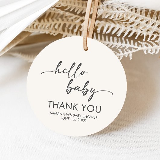 Minimalist Hello Baby Baby Shower Bedankjes Labels