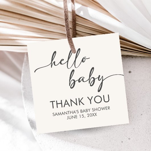Minimalist Hello Baby Baby Shower Bedankjes Labels