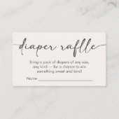 Minimalist Hello Baby Baby Shower Diaper Raffle Informatiekaartje (Voorkant)