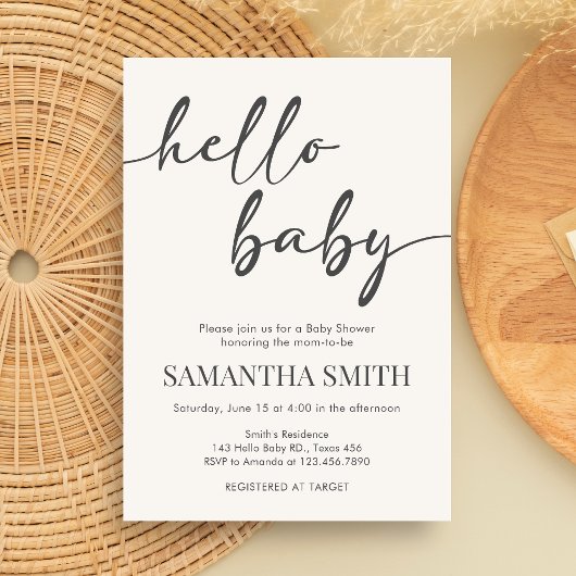 Minimalist Hello Baby Baby Shower Kaart