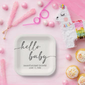 Minimalist Hello Baby Baby Shower Papieren Bordje (Feest)